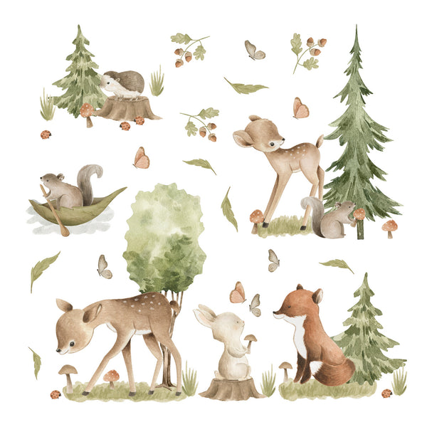 Forest Friends Wall Stickers – Deer and Woodland Animals for Girls' Room
