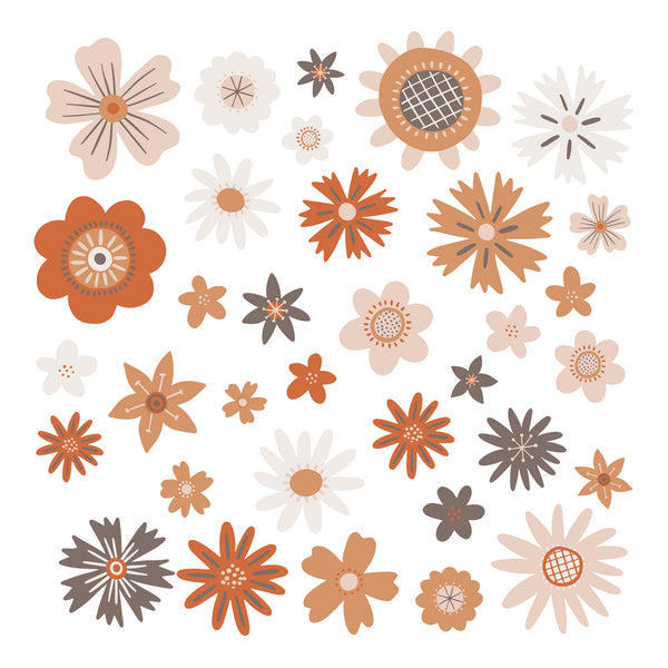 Scandi Flower Wall Decals – Scandinavian Floral Stickers for Home Decor