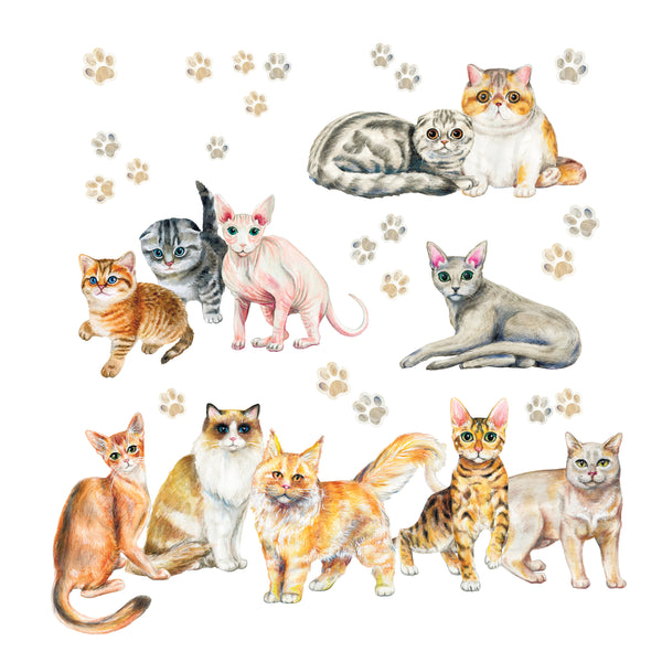 Cats Wall Stickers – Decorative Vinyl Decals for Nursery | Cat Wall Decor