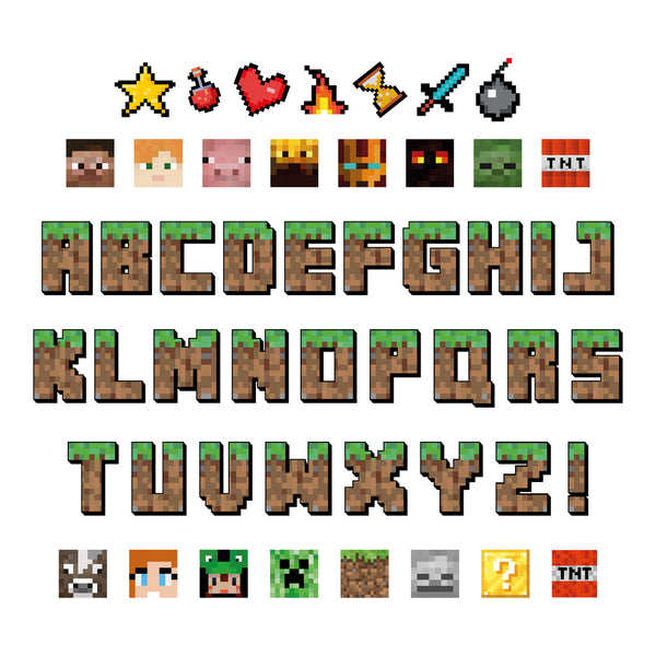 Naklejki na ścianę Alfabet Pixel EN | Pikselowe Litery dla Dzieci