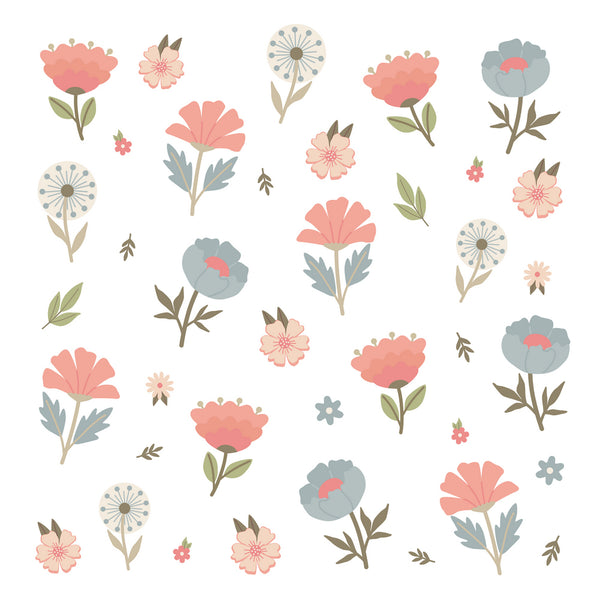 Floral Wall Decals | Pastel Flower Stickers for Kids Room & Nursery